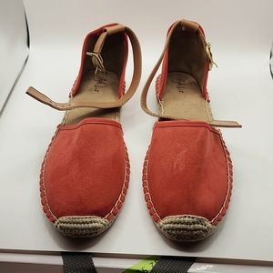 Dark melon leather size 7.5 split front and heel flat summer shoes